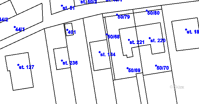 Parcela st. 134 v KÚ Doloplazy, Katastrální mapa
