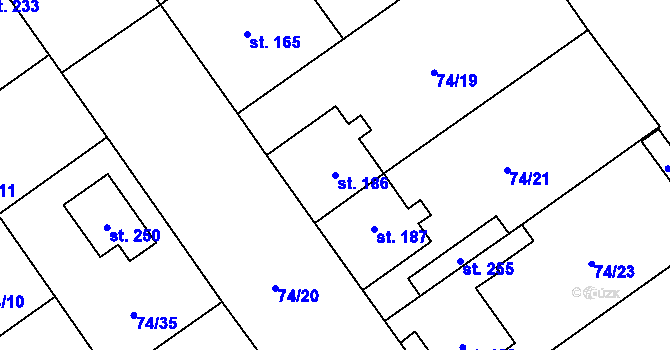 Parcela st. 186 v KÚ Doloplazy, Katastrální mapa