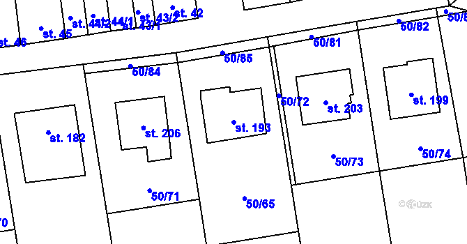 Parcela st. 193 v KÚ Doloplazy, Katastrální mapa