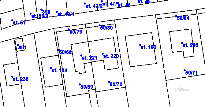 Parcela st. 220 v KÚ Doloplazy, Katastrální mapa