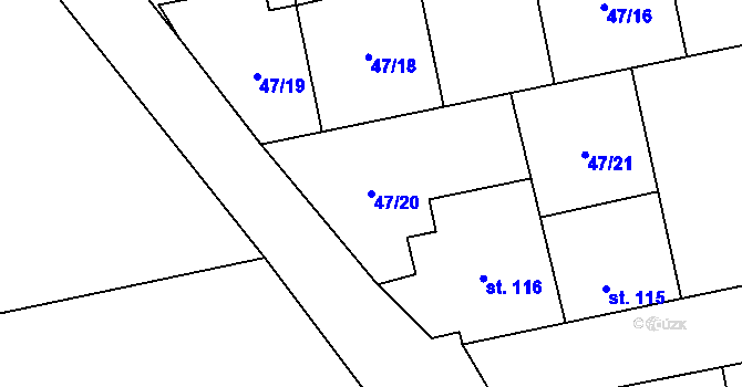 Parcela st. 47/20 v KÚ Doloplazy, Katastrální mapa