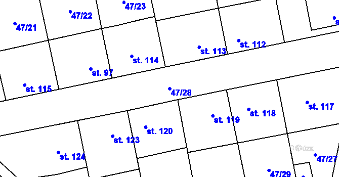 Parcela st. 47/28 v KÚ Doloplazy, Katastrální mapa