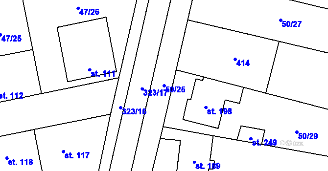 Parcela st. 50/25 v KÚ Doloplazy, Katastrální mapa