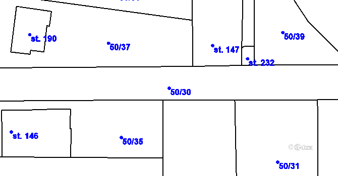 Parcela st. 50/30 v KÚ Doloplazy, Katastrální mapa