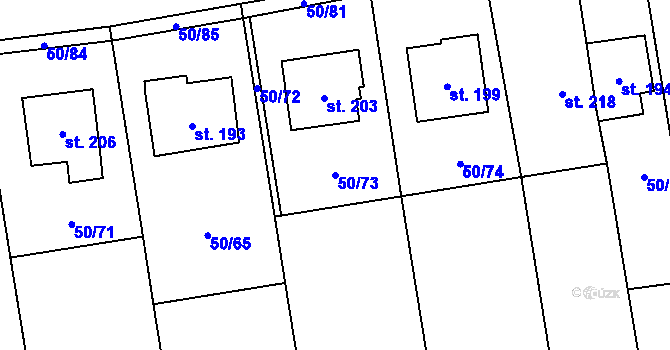 Parcela st. 50/73 v KÚ Doloplazy, Katastrální mapa