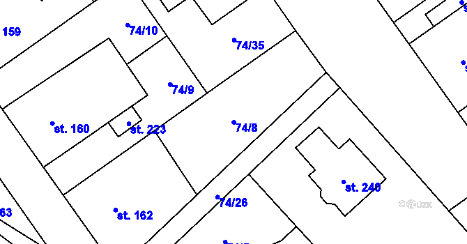 Parcela st. 74/8 v KÚ Doloplazy, Katastrální mapa