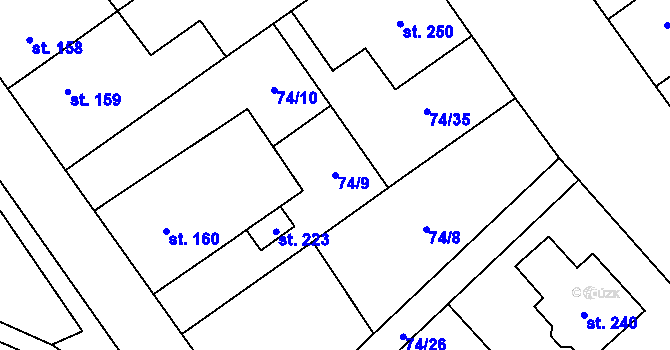 Parcela st. 74/9 v KÚ Doloplazy, Katastrální mapa
