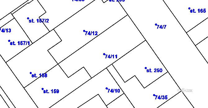 Parcela st. 74/11 v KÚ Doloplazy, Katastrální mapa