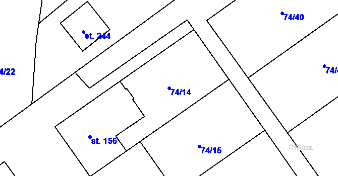 Parcela st. 74/14 v KÚ Doloplazy, Katastrální mapa