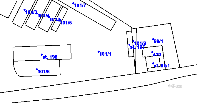 Parcela st. 101/1 v KÚ Doloplazy, Katastrální mapa