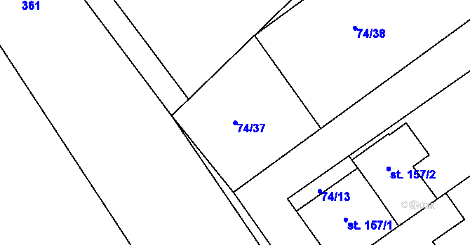 Parcela st. 74/37 v KÚ Doloplazy, Katastrální mapa