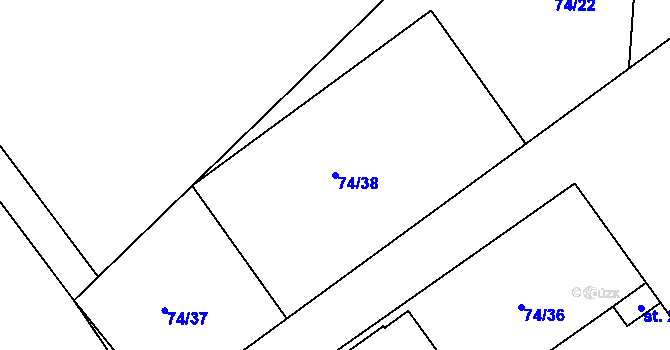 Parcela st. 74/38 v KÚ Doloplazy, Katastrální mapa