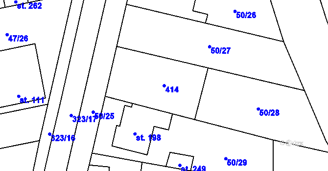 Parcela st. 414 v KÚ Doloplazy, Katastrální mapa