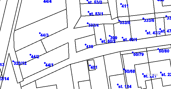 Parcela st. 419 v KÚ Doloplazy, Katastrální mapa