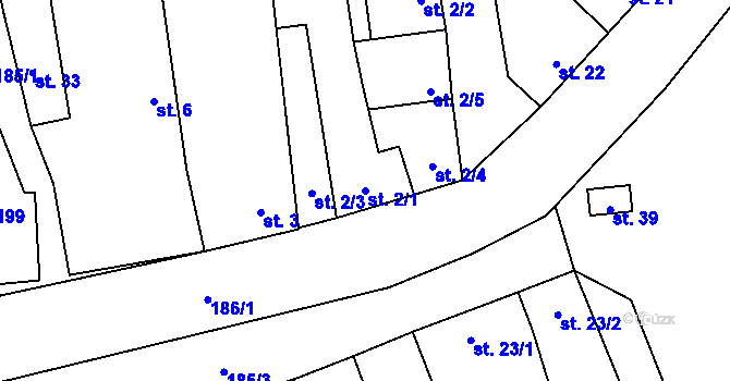 Parcela st. 2/1 v KÚ Poličky, Katastrální mapa