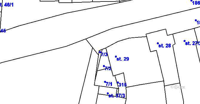 Parcela st. 7/3 v KÚ Poličky, Katastrální mapa