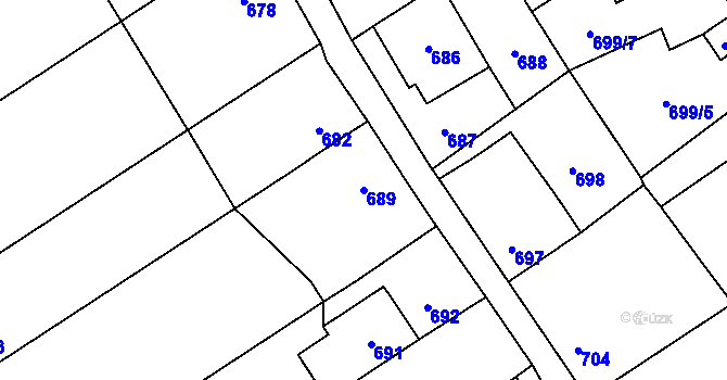Parcela st. 689 v KÚ Doloplazy u Olomouce, Katastrální mapa
