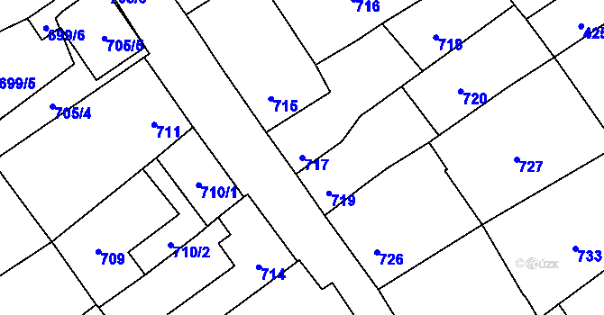 Parcela st. 717 v KÚ Doloplazy u Olomouce, Katastrální mapa