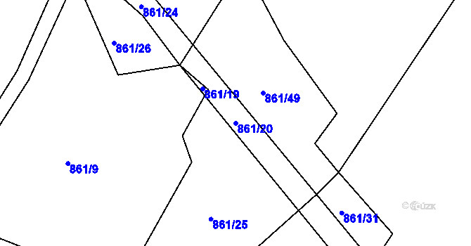 Parcela st. 861/20 v KÚ Doly, Katastrální mapa