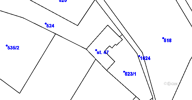 Parcela st. 47 v KÚ Doly, Katastrální mapa