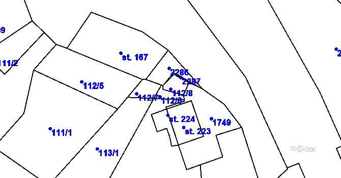 Parcela st. 112/8 v KÚ Doly, Katastrální mapa
