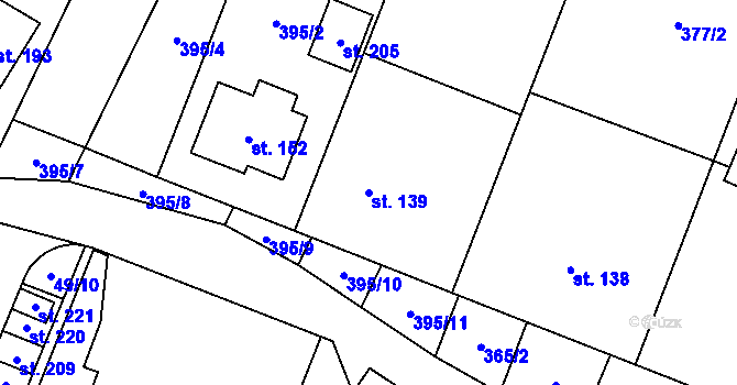 Parcela st. 139 v KÚ Domamil, Katastrální mapa