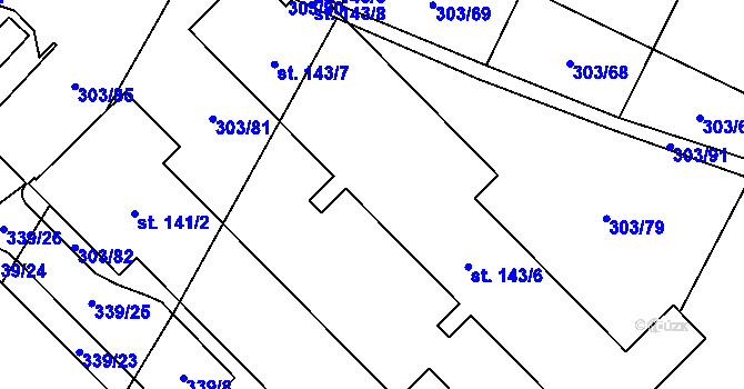 Parcela st. 143 v KÚ Domamil, Katastrální mapa