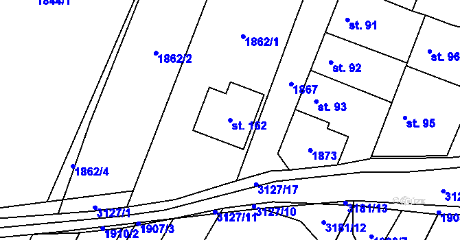 Parcela st. 162 v KÚ Domamil, Katastrální mapa