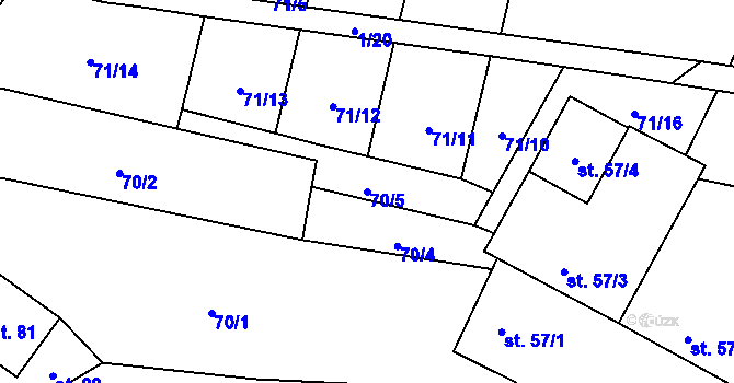 Parcela st. 70/5 v KÚ Domamil, Katastrální mapa
