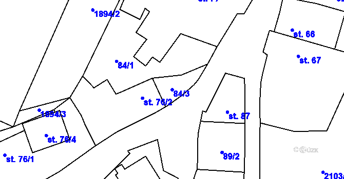 Parcela st. 84/3 v KÚ Domamil, Katastrální mapa