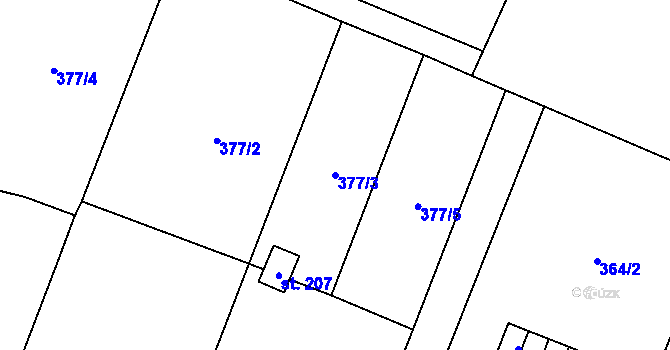 Parcela st. 377/3 v KÚ Domamil, Katastrální mapa
