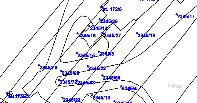 Parcela st. 2345/3 v KÚ Domamil, Katastrální mapa