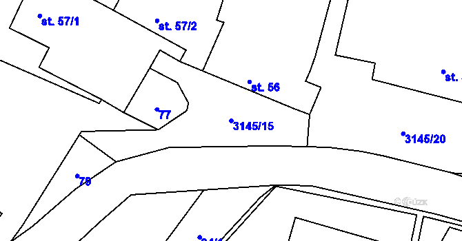 Parcela st. 3145/15 v KÚ Domamil, Katastrální mapa