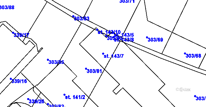 Parcela st. 143/7 v KÚ Domamil, Katastrální mapa