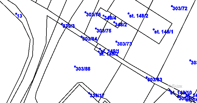 Parcela st. 149/2 v KÚ Domamil, Katastrální mapa