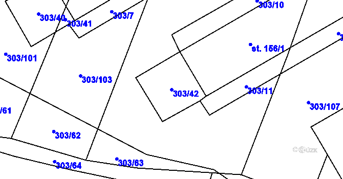 Parcela st. 303/42 v KÚ Domamil, Katastrální mapa