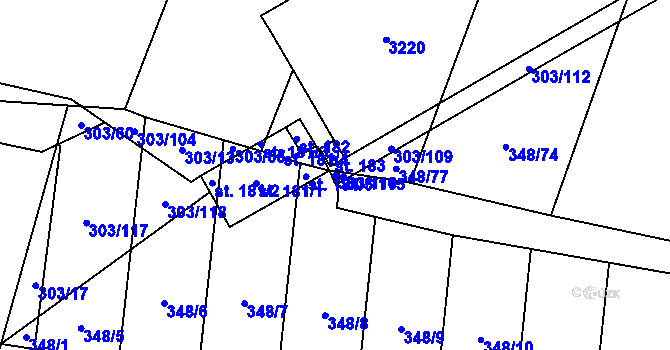 Parcela st. 303/110 v KÚ Domamil, Katastrální mapa