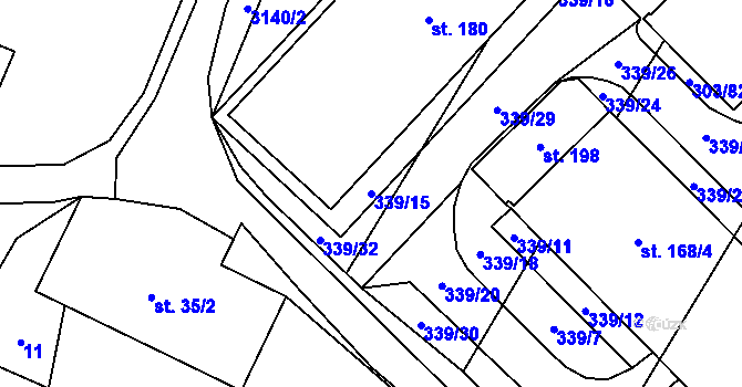 Parcela st. 339/15 v KÚ Domamil, Katastrální mapa