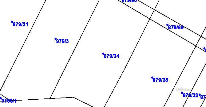 Parcela st. 879/34 v KÚ Domamil, Katastrální mapa