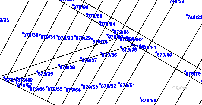 Parcela st. 879/36 v KÚ Domamil, Katastrální mapa
