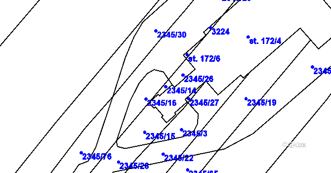 Parcela st. 2345/14 v KÚ Domamil, Katastrální mapa