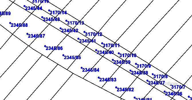 Parcela st. 2345/40 v KÚ Domamil, Katastrální mapa