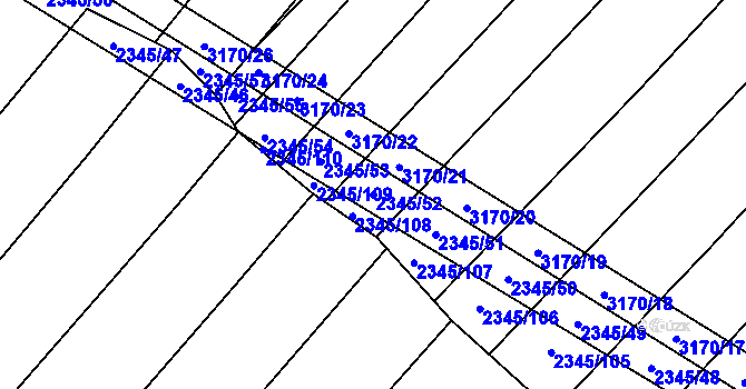 Parcela st. 2345/52 v KÚ Domamil, Katastrální mapa