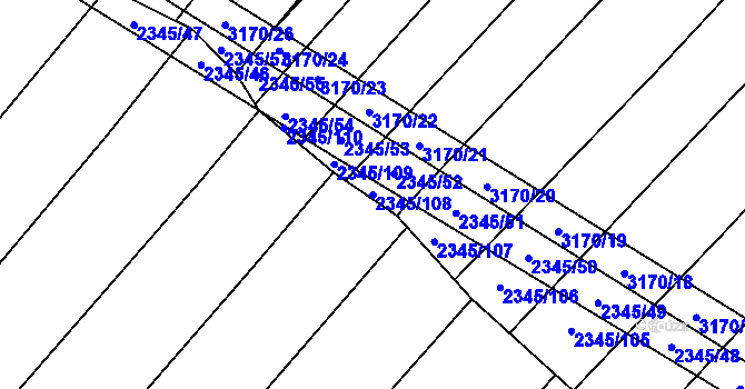 Parcela st. 2345/108 v KÚ Domamil, Katastrální mapa