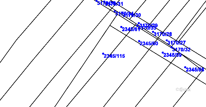 Parcela st. 2345/115 v KÚ Domamil, Katastrální mapa