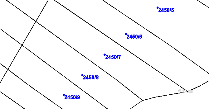 Parcela st. 2450/7 v KÚ Domamil, Katastrální mapa
