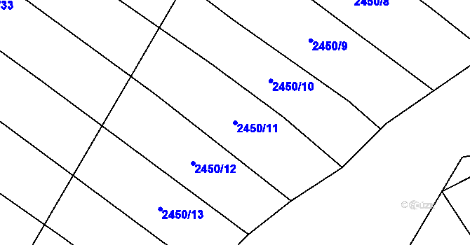 Parcela st. 2450/11 v KÚ Domamil, Katastrální mapa