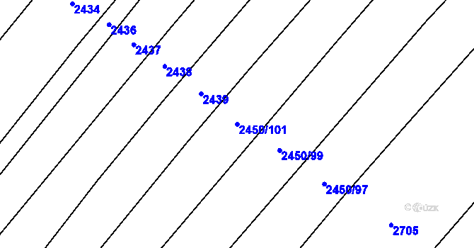 Parcela st. 2450/101 v KÚ Domamil, Katastrální mapa