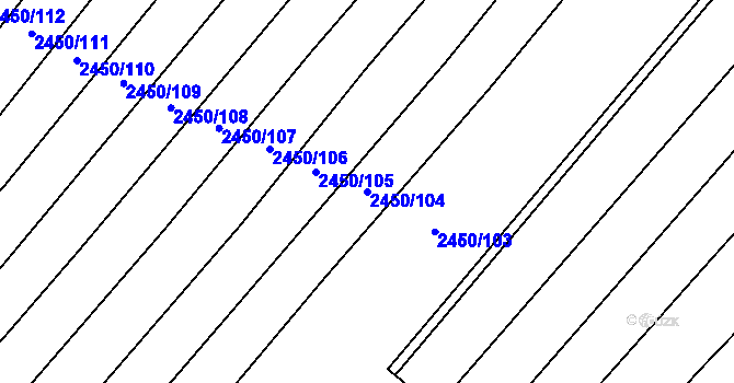 Parcela st. 2450/104 v KÚ Domamil, Katastrální mapa