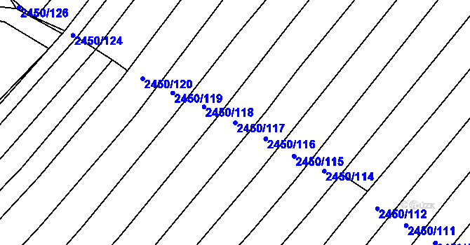 Parcela st. 2450/117 v KÚ Domamil, Katastrální mapa